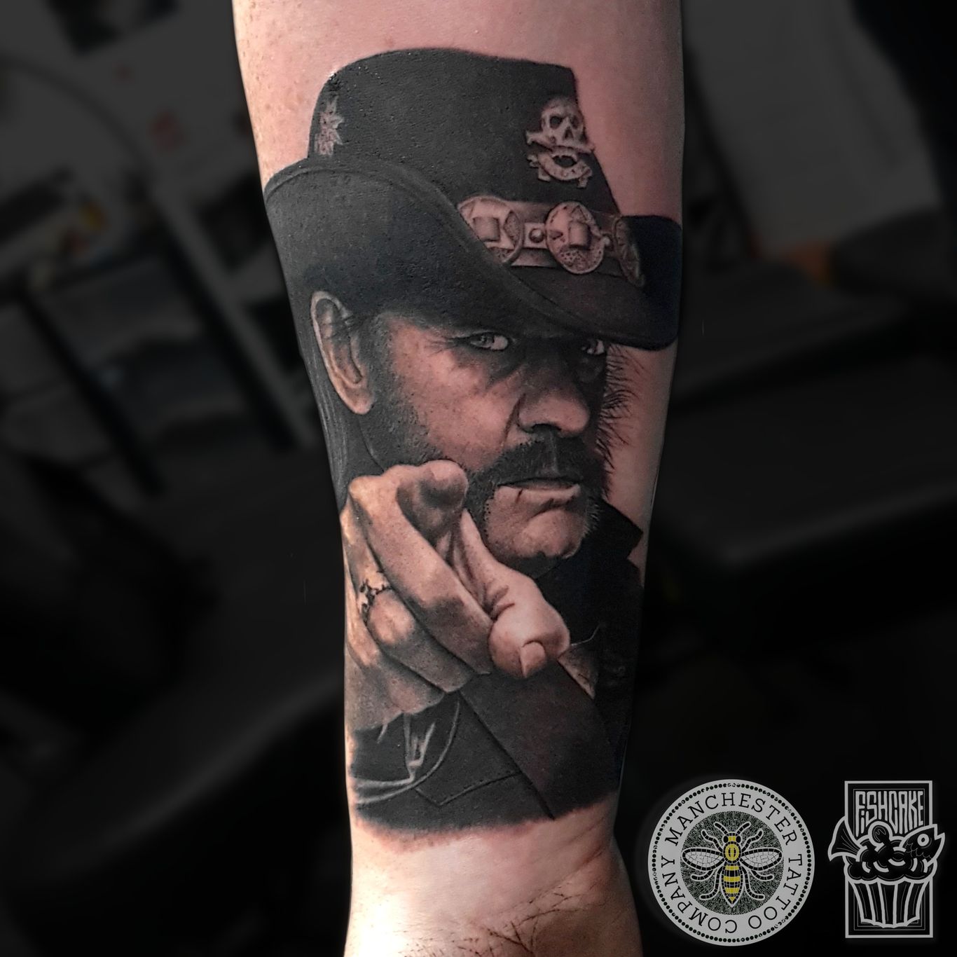 A portrait of Lemmy Kilmister by the artist fishcake tattoo